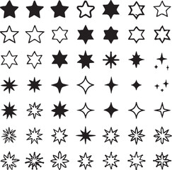 Bold Star Icons Black Set