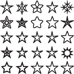 Star Shape Outline Icons Collection