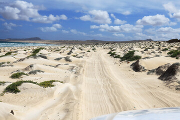 Dune landscape at Praia de Atalanta in the north of the island of Boa Vista, Cape Verde, Africa