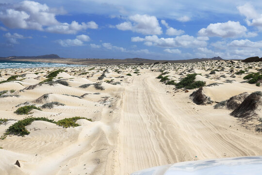 Dune landscape at Praia de Atalanta in the north of the island of Boa Vista, Cape Verde, Africa