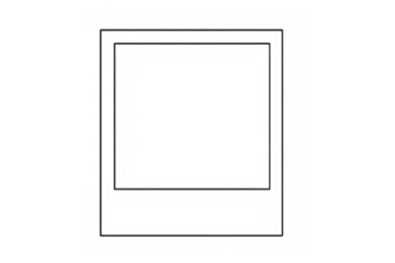 Empty instant print frame border template with cast shadow, providing a space for memories, messages, or content. Transparent background