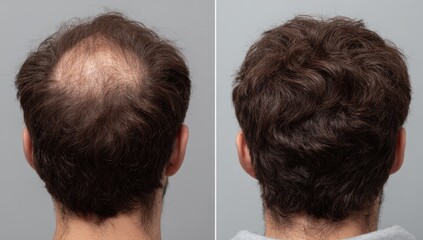 Before and after hair loss treatment for men.