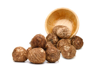 Closeup of taro on white background