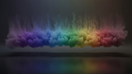 Obraz premium Vibrant rainbow colored smoke on dark background