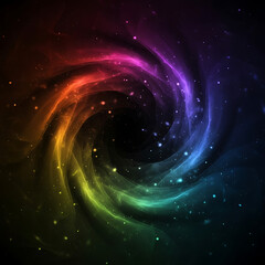 Obraz premium Vibrant rainbow swirl in space with stars and stardust
