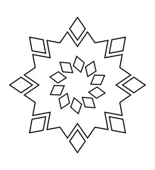 Star shaped geometric mandala with concentric layered diamonds arranged in symmetrical abstract design