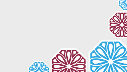 Decorative mandala corner layout with colorful geometric floral elements arranged in modern composition