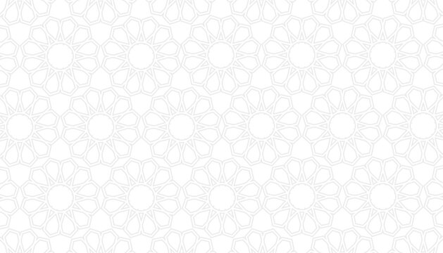 Seamless floral geometric pattern with repeating mandala style outlines in soft monochrome design