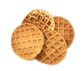Baked waffles on white background 