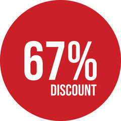 67% discount icon vector red circle with white text