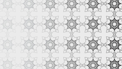 Seamless geometric star lattice pattern with interlocking angular shapes in soft gradient monochrome