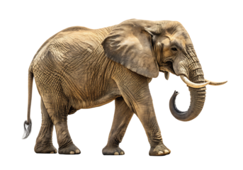 Isolated African elephant on a Transparent Background.