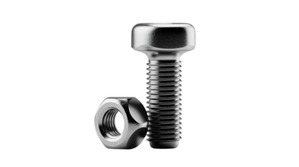Precision metal bolt and nut ready for industrial assembly or engineering project with a modern, clean aesthetic on black backdrop