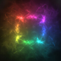 Obraz premium Vibrant rainbow colored smoke swirling in darkness