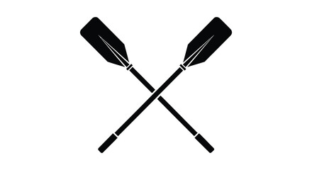 A striking crossed pair of oars presented in a bold black graphic silhouette
