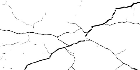 High-contrast cracked texture on a white background, featuring distressed lines and natural fracture patterns. Perfect for backgrounds, overlays, grunge design, and abstract artistic projects.
