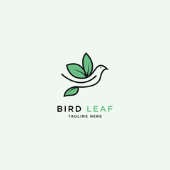 Bird and leaf logo design vector template