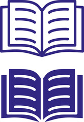 Blue open book education reading icon vector illustration