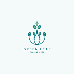 Green Leaf Nature logo design vector template