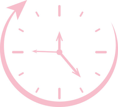 Pink clock with arrow history time icon vector illustration