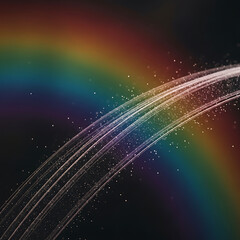 Naklejka premium Vibrant rainbow with sparkling light trails on dark background