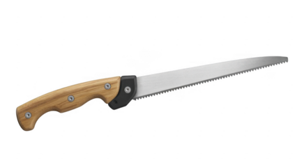 Folding Saw with Wood Handle isolated on a transparent background tool