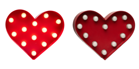 Two Red Heart Marquee Lights isolated on a transparent background 1
