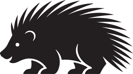 Minimalist Porcupine Silhouette Logo – Spiky Hedgehog Style Black Animal Vector Icon for Branding and Design

