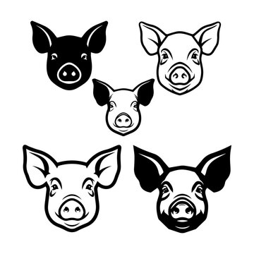 Pig head silhouette for meat industry silhouette pack