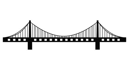 Fototapeta premium A striking black and white graphic representation of a suspension bridge a bold silhouette