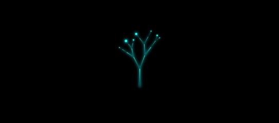 Cyan Glowing Neon Tree Structure Animation - Abstract Digital Fractal Branching on Black