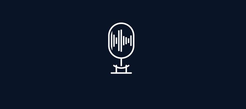 White Minimalist Microphone Icon with Animated Internal Sound Frequency Waveform