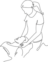 Physiotherapy Session One Line Illustration - Chiropractor Sketch - massage, therapy, physiotherapy, spa, wellness, continuous line, one line drawing, chiropractor, relaxation, minimalist, vector, ill