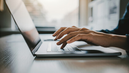 Hands Typing Financial Charts Stock Market Analysis