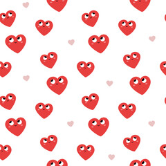 Hand drawn doodle style heart seamless print