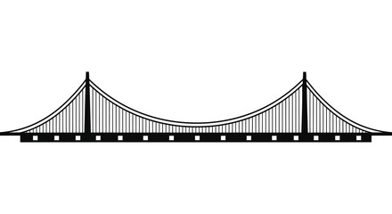 A striking black and white illustration of a suspension bridge s architectural design a beautiful silhouette
