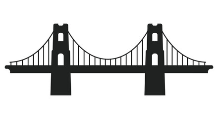 A striking black silhouette of a suspension bridge with iconic towers and cables a beautiful silhouette