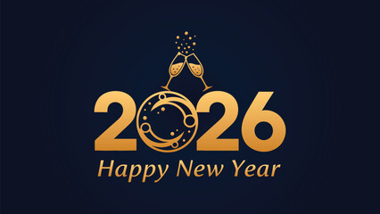 high quality silhouettes of stylized vector 2026 Happy New Year logo