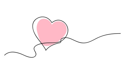 Heart. Abstract love symbol. Valentine's Day design. Continuous line art drawing color vector illustration