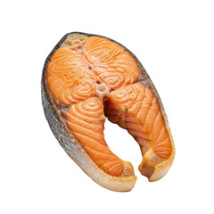 Raw salmon steak isolated on transparent background