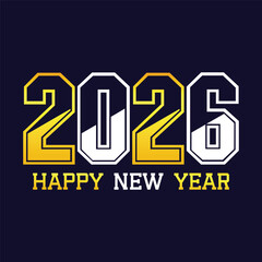 Happy new year 2026 text design for brochure design template card vector illustration.