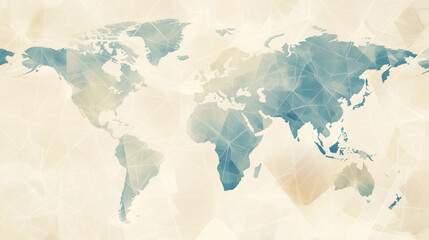 Obraz premium Geometric world map design in soft colors for geographic representation and educational purposes