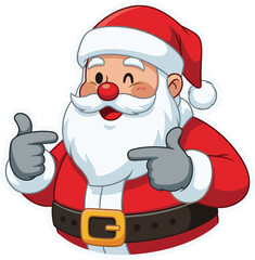 Cute Cartoon Santa Claus Mascot Vector Illustration Winking and Pointing Thumbs, Happy Christmas Character for Holiday Greeting, Celebration, and Festive Design Concepts