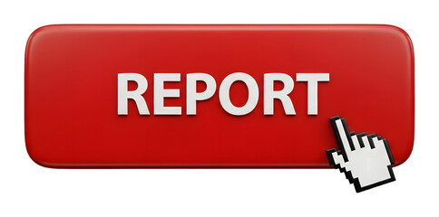 Red Report Button with Hand Cursor Click Icon PNG Transparent