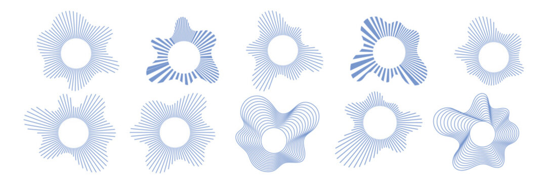 Blue circular echo pattern radiates outward with geometric concentric rings creating hypnotic soundwave effect and pulsing target design for audio visualizations.