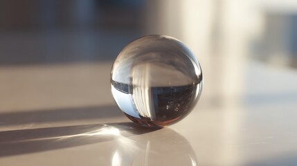 Minimal glass sphere resting smooth surface