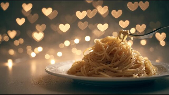 Pasta Aglio Olio With Romantic Lighting