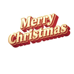 3D Golden Merry Christmas Text with Red Outline holiday greeting