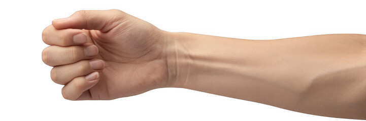 Human hand with clenched fist on transparent background isolated on a transparent background