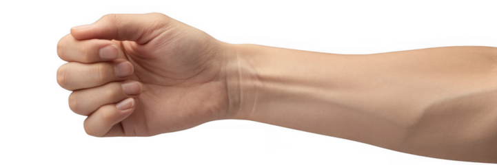 Human hand with clenched fist on transparent background isolated on a transparent background